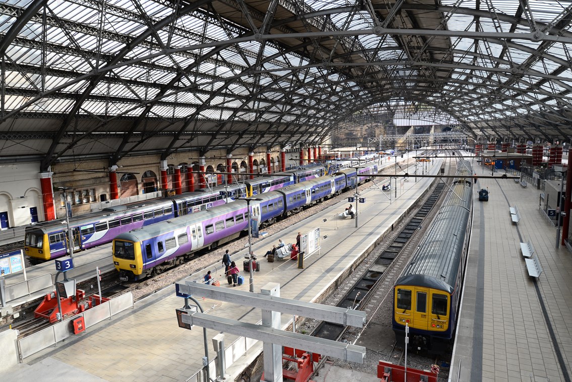 Trains under the roof at Liverpool Lime Street station